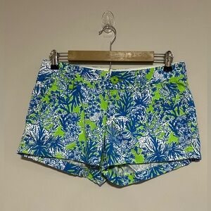 Lilly Pulitzer Walsh Short Limemade Biggest Fan Size 4 Resort Beach Preppy 3”